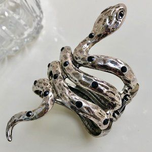 SALE Snake bracelet - hinged with black stones